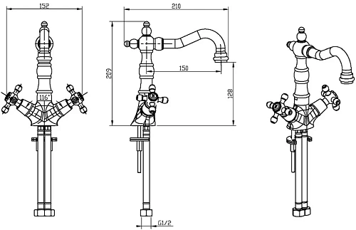 Смеситель для раковины Boheme FLORA хром 272-FL Смеситель для раковины Boheme FLORA хром 272-FL