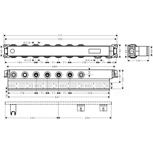 Скрытая часть Hansgrohe RainSelect для 5 потребителей 15313180 Скрытая часть Hansgrohe RainSelect для 5 потребителей 15313180