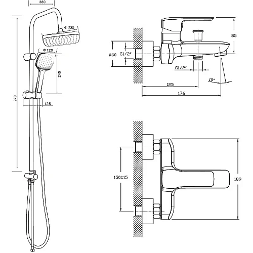 Душевая система Orange Merci M13-944cr с изливом, хром Душевая система Orange Merci M13-944cr с изливом, хром