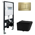Комплект унитаза ABBER Rechteck AC1201MB черный матовый с инсталляцией AC0105 и кнопкой AC0120MMG золото матовое AC1201MB-AC0105-AC0120MMG Комплект унитаза ABBER Rechteck AC1201MB черный матовый с инсталляцией AC0105 и кнопкой AC0120MMG золото матовое AC1201MB-AC0105-AC0120MMG