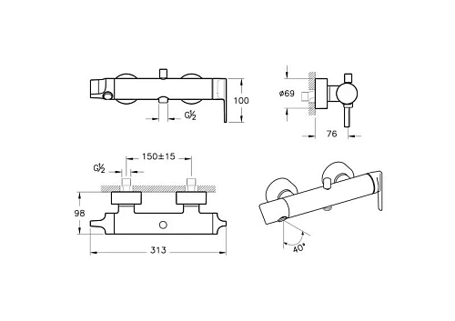 Смеситель для ванны Vitra Suit A4281826 Смеситель для ванны Vitra Suit A4281826