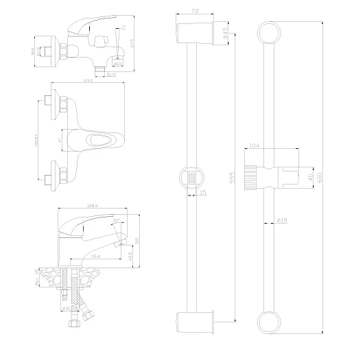 Комплект смесителей Rossinka SET35-80 3 в 1 Комплект смесителей Rossinka SET35-80 3 в 1