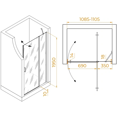 Душевая дверь RGW Leipzig LE-004 1100 мм Easy Clean хром 351200411-11 Душевая дверь RGW Leipzig LE-004 1100 мм Easy Clean хром 351200411-11