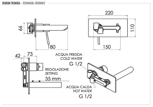Смеситель для раковины Remer Minimal N15 Смеситель для раковины Remer Minimal N15