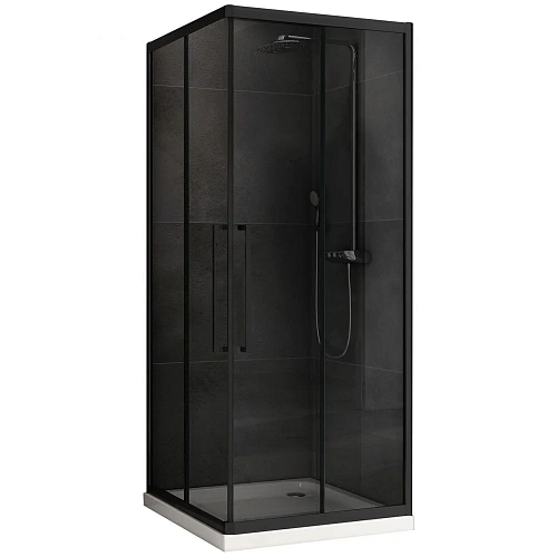 Душевой уголок ABBER Schwarzer Diamant AG02090BDTH 90x90 см универсальный, профиль черный, стекло тонированное Душевой уголок ABBER Schwarzer Diamant AG02090BDTH 90x90 см универсальный, профиль черный, стекло тонированное