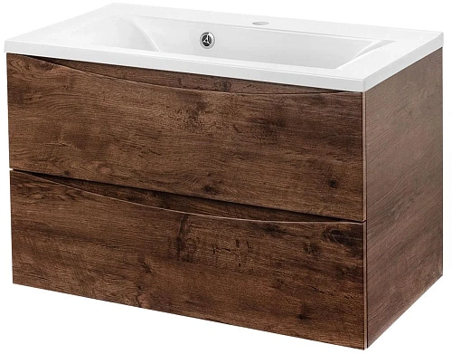 Тумба под раковину Vincea Mia 750 подвесная, 2 выкатных ящика soft close, R.Wood VMC-2MA750RW Тумба под раковину Vincea Mia 750 подвесная, 2 выкатных ящика soft close, R.Wood VMC-2MA750RW