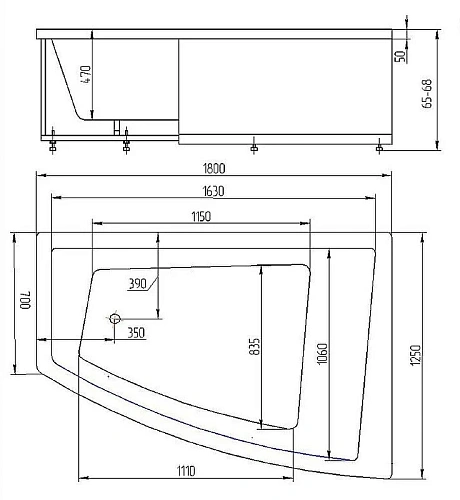 Акриловая ванна Aquatek Оракул правый пустая без фронтального экрана вклеенный каркас ORK180-0000013 Акриловая ванна Aquatek Оракул правый пустая без фронтального экрана вклеенный каркас ORK180-0000013