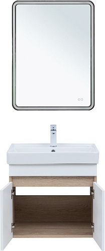 Тумба под раковину Aquanet Оптима 60 00344799 дуб светлый/белый сатин Тумба под раковину Aquanet Оптима 60 00344799 дуб светлый/белый сатин