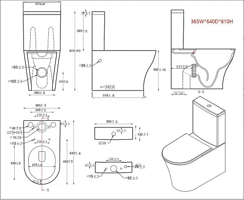 Унитаз напольный Orans WM9906G P-trap / Geberit/ Rimless / floor fixing kit (645x370x790) компакт 9906GWM Унитаз напольный Orans WM9906G P-trap / Geberit/ Rimless / floor fixing kit (645x370x790) компакт 9906GWM