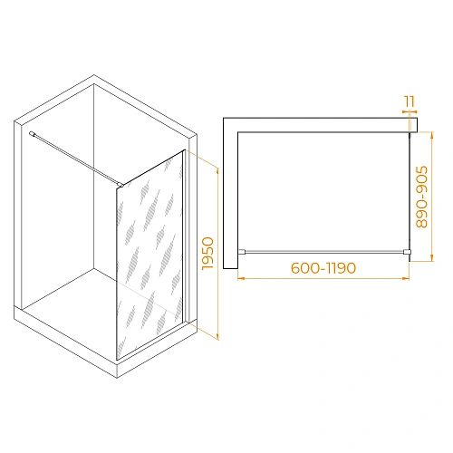 Душевая перегородка RGW Walk In WA-002B 900 мм 35100209-34 черный, Easy Clean Душевая перегородка RGW Walk In WA-002B 900 мм 35100209-34 черный, Easy Clean