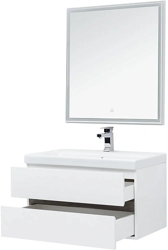 Комплект мебели Aquanet Беркли 80 белый/дуб рошелье (зеркало белое) 00258909 Комплект мебели Aquanet Беркли 80 белый/дуб рошелье (зеркало белое) 00258909