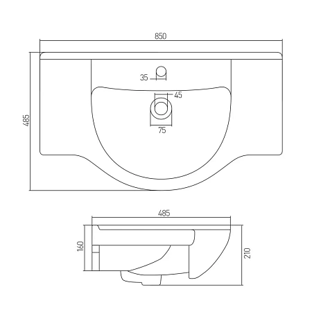 Раковина Aquaton Акватель 85 1WH110216 Раковина Aquaton Акватель 85 1WH110216