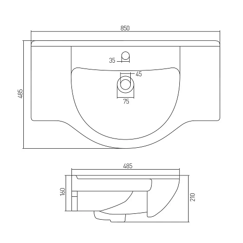 Раковина Aquaton Акватель 85 1WH110216 Раковина Aquaton Акватель 85 1WH110216