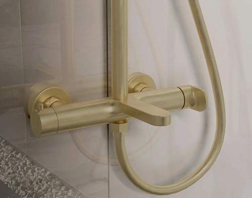 Душевая система Vincea Rondo VSFS-1R1BG с изливом, брашированное золото Душевая система Vincea Rondo VSFS-1R1BG с изливом, брашированное золото