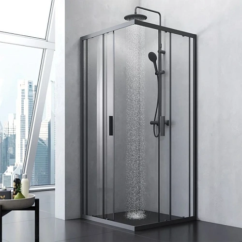 Душевой уголок AM.PM Gem S W93G-403-090BT S Slide 90x90 стекло прозрачное, профиль черный матовый Душевой уголок AM.PM Gem S W93G-403-090BT S Slide 90x90 стекло прозрачное, профиль черный матовый