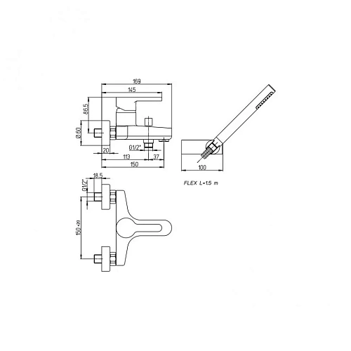 Смеситель для ванны Paini Cox 78CR111TH без аксессура с термостатом Смеситель для ванны Paini Cox 78CR111TH без аксессура с термостатом
