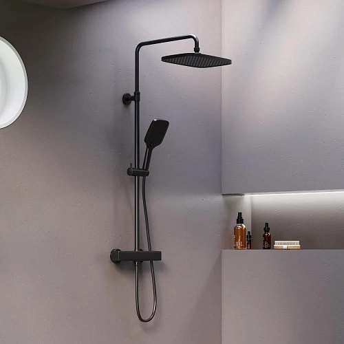 Душевая система Damixa Gala 953800300 с термостом, черный Душевая система Damixa Gala 953800300 с термостом, черный