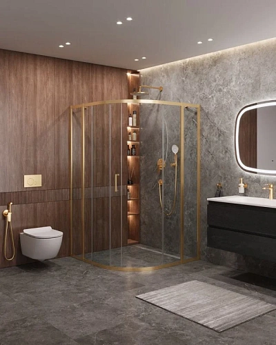 Душевой уголок CEZARES MOLVENO-R-11-90+20-C-BORO-IV цвет профиля брашированное золото стекло прозрачное 1100x1100 мм Душевой уголок CEZARES MOLVENO-R-11-90+20-C-BORO-IV цвет профиля брашированное золото стекло прозрачное 1100x1100 мм