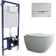 Комплект унитаза BERGES PUMA Rimless с инсталляцией NOVUM, кнопка F3, сидение Toma Slim SO 043269