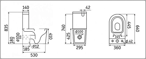 Унитаз напольный CeramaLux 2178 -18 черный с крышкой микролифт Унитаз напольный CeramaLux 2178 -18 черный с крышкой микролифт