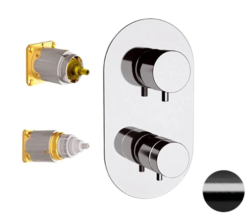 Смеситель для душа Remer Elegance NT93KBCFP термостатический, черный брашированный хром Смеситель для душа Remer Elegance NT93KBCFP термостатический, черный брашированный хром