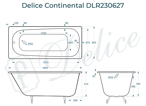 Ванна чугунная Delice Continental 180х80 DLR230627 Ванна чугунная Delice Continental 180х80 DLR230627