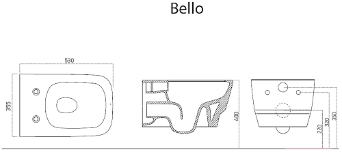 Унитаз подвесной Boheme Bello 971-2-MW с функцией биде, белый матовый, без сиденья Унитаз подвесной Boheme Bello 971-2-MW с функцией биде, белый матовый, без сиденья