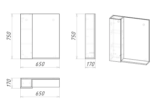 Зеркальный шкаф GROSSMAN АЛЬБА-65 см Лев. веллингтон/белый 65x75 206501 Зеркальный шкаф GROSSMAN АЛЬБА-65 см Лев. веллингтон/белый 65x75 206501