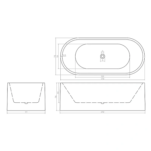 Ванна отдельностоящая Ceruttispa CEZA'S CT9330 1700x750x560 акриловая Ванна отдельностоящая Ceruttispa CEZA'S CT9330 1700x750x560 акриловая
