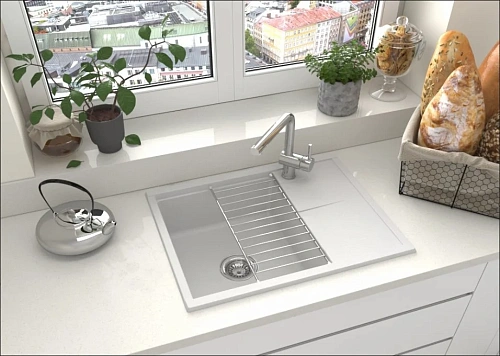 Кухонная мойка Aquaton Делия 65 1A718632DE240 из литого мрамора, жемчуг Кухонная мойка Aquaton Делия 65 1A718632DE240 из литого мрамора, жемчуг