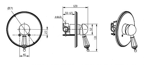 Смеситель для душа Boheme IMPERIALE Ripresa 325 встроенный Смеситель для душа Boheme IMPERIALE Ripresa 325 встроенный