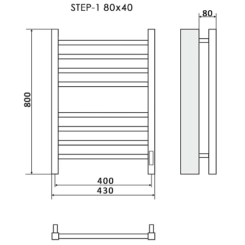Полотенцесушитель электрический Ника STEP-1 80/40 правый тэн Полотенцесушитель электрический Ника STEP-1 80/40 правый тэн