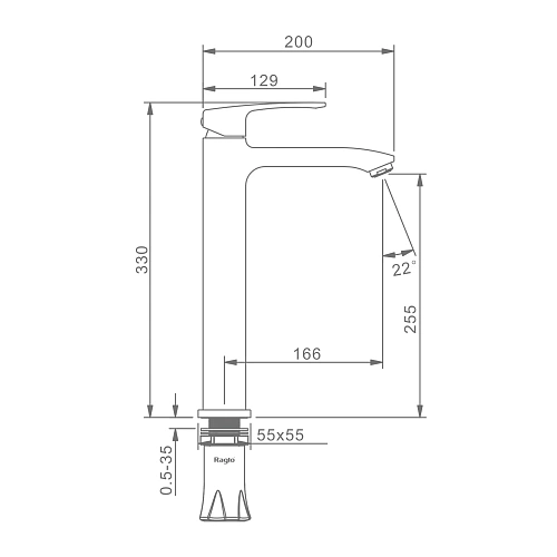 Смеситель для раковины Raglo R01.15.06, черный Смеситель для раковины Raglo R01.15.06, черный