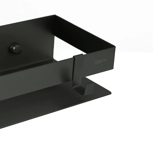 Полка Lemark SHELF LINE 400 мм с крючками, черный 9772053 Полка Lemark SHELF LINE 400 мм с крючками, черный 9772053
