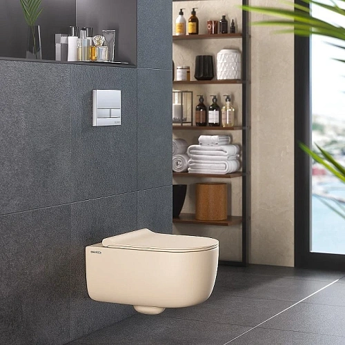 Унитаз подвесной BERGES EGO XL Rimless сиденье EGO XL Slim SO матовый жасмин, микролифт, быстросъемн 082728 Унитаз подвесной BERGES EGO XL Rimless сиденье EGO XL Slim SO матовый жасмин, микролифт, быстросъемн 082728