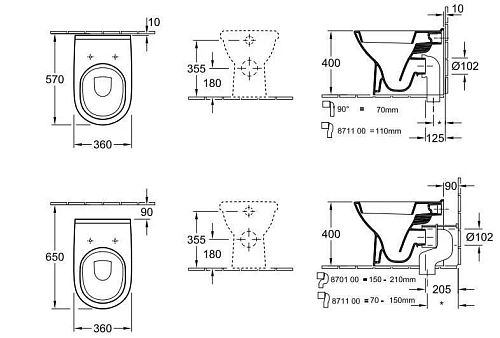 Унитаз приставной Villeroy & Boch O.Novo 56571001 (5657 10 01) Унитаз приставной Villeroy & Boch O.Novo 56571001 (5657 10 01)