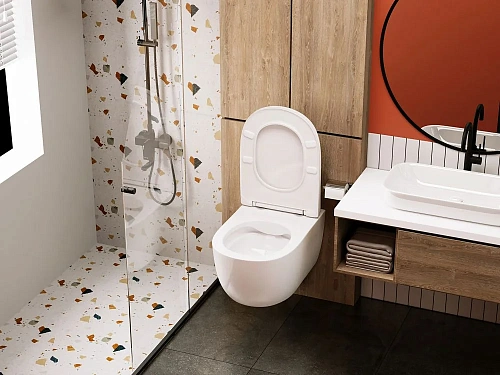 Унитаз подвесной ABBER Bequem AC1104 белый, безободковый с крышкой микролифт Унитаз подвесной ABBER Bequem AC1104 белый, безободковый с крышкой микролифт