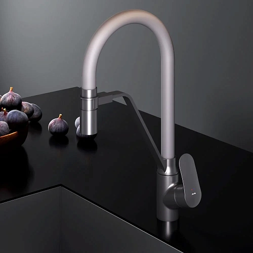 Смеситель для кухни AM.PM Like F8007825 с каналом для питьевой воды и гибким изливом, черный/серый Смеситель для кухни AM.PM Like F8007825 с каналом для питьевой воды и гибким изливом, черный/серый