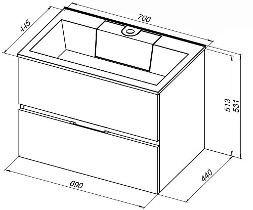 Тумба под раковину Aquanet Алвита 70 белый 00184302 Тумба под раковину Aquanet Алвита 70 белый 00184302