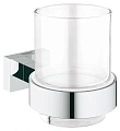 Стакан GROHE Essentials Cube, хром (40755001) с держателем Стакан GROHE Essentials Cube, хром (40755001) с держателем