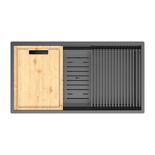 Кухонная мойка Lemark TABAGA 820 из нержавеющей стали с аксессуарами в комплекте: ролл-мат, коландер, разделочная доска, графит 9936135 Кухонная мойка Lemark TABAGA 820 из нержавеющей стали с аксессуарами в комплекте: ролл-мат, коландер, разделочная доска, графит 9936135