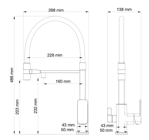Смеситель для кухни Wonzon & Woghand с гибким изливом и подключением фильтра, хром (WW-88458012-CR) Смеситель для кухни Wonzon & Woghand с гибким изливом и подключением фильтра, хром (WW-88458012-CR)