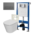 Комплект инсталляции Point Элемент PN45120 с клавишей смыва Меркурий, цвет графит, PN44831GM и унитазом Виктория с сиденьем микролифт PN41061 Комплект инсталляции Point Элемент PN45120 с клавишей смыва Меркурий, цвет графит, PN44831GM и унитазом Виктория с сиденьем микролифт PN41061