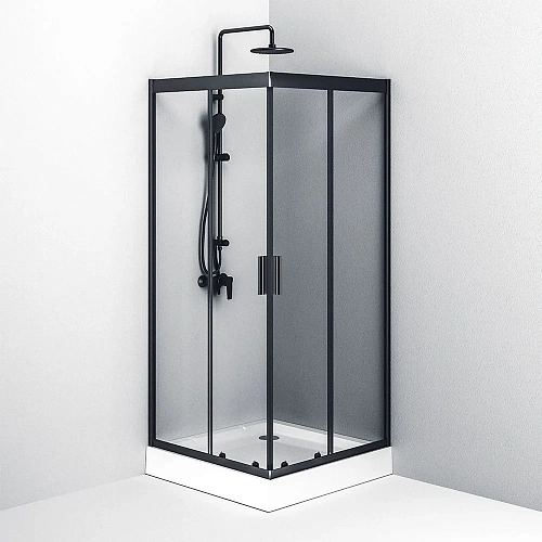 Душевой уголок AM.PM Gem W90G-403-090BT Slide 90x90 стекло прозрачное, профиль черный матовый Душевой уголок AM.PM Gem W90G-403-090BT Slide 90x90 стекло прозрачное, профиль черный матовый