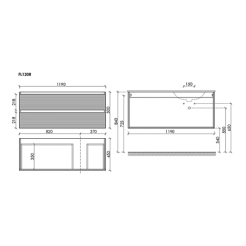 Тумба под раковину SANCOS FL120RGS Folk правая 1195х445х500 Grey soft подвесная Тумба под раковину SANCOS FL120RGS Folk правая 1195х445х500 Grey soft подвесная