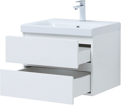 Тумба под раковину Aquanet Беркли 60 белый глянец (2 ящика) 00302349 Тумба под раковину Aquanet Беркли 60 белый глянец (2 ящика) 00302349