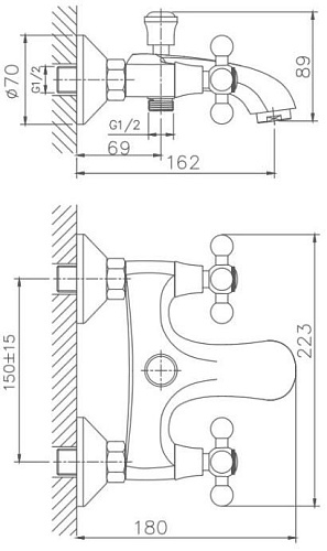 Смеситель для ванны Haiba HB3119-4, бронза Смеситель для ванны Haiba HB3119-4, бронза