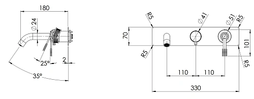 Смеситель для ванны Remer Atelier AL54D2WBXV, сталь Смеситель для ванны Remer Atelier AL54D2WBXV, сталь
