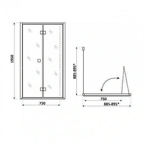 Душевой уголок Ceruttispa BELLA ZQD91B без поддона 90х90х195 Душевой уголок Ceruttispa BELLA ZQD91B без поддона 90х90х195