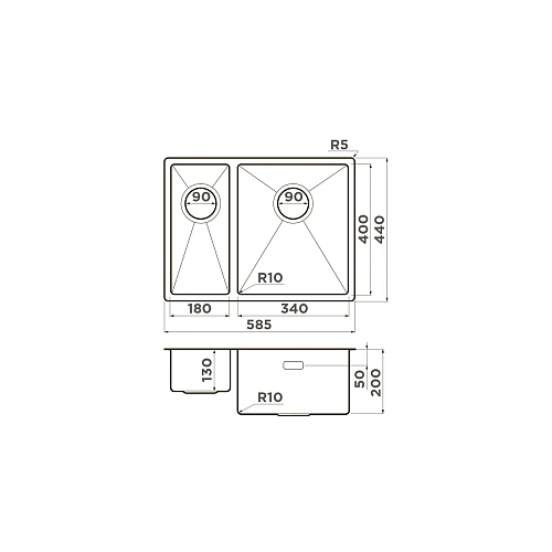 Кухонная мойка Omoikiri Taki 58-2-U/IF-IN-R нерж.сталь/нержавеющая сталь 4993767 Кухонная мойка Omoikiri Taki 58-2-U/IF-IN-R нерж.сталь/нержавеющая сталь 4993767
